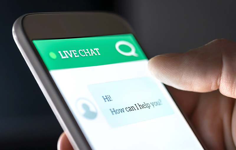 Live chat with mobile device
