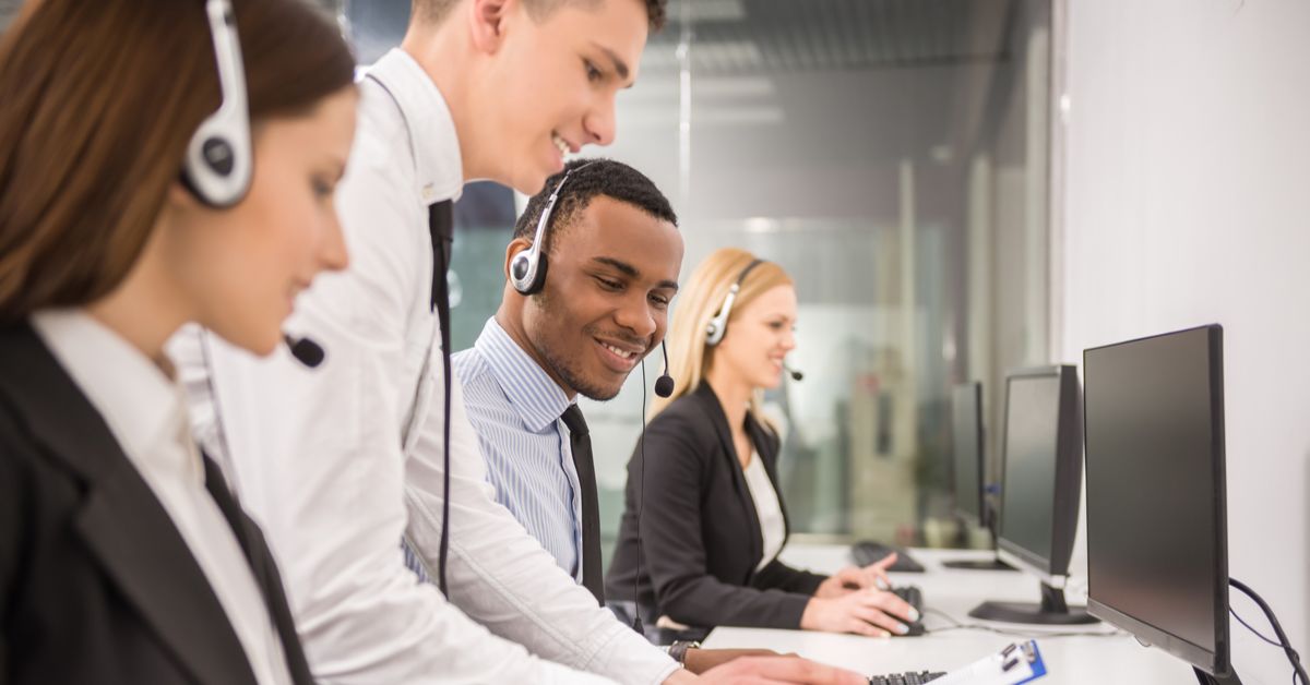 Contact center agents use workforce engagement management software. 